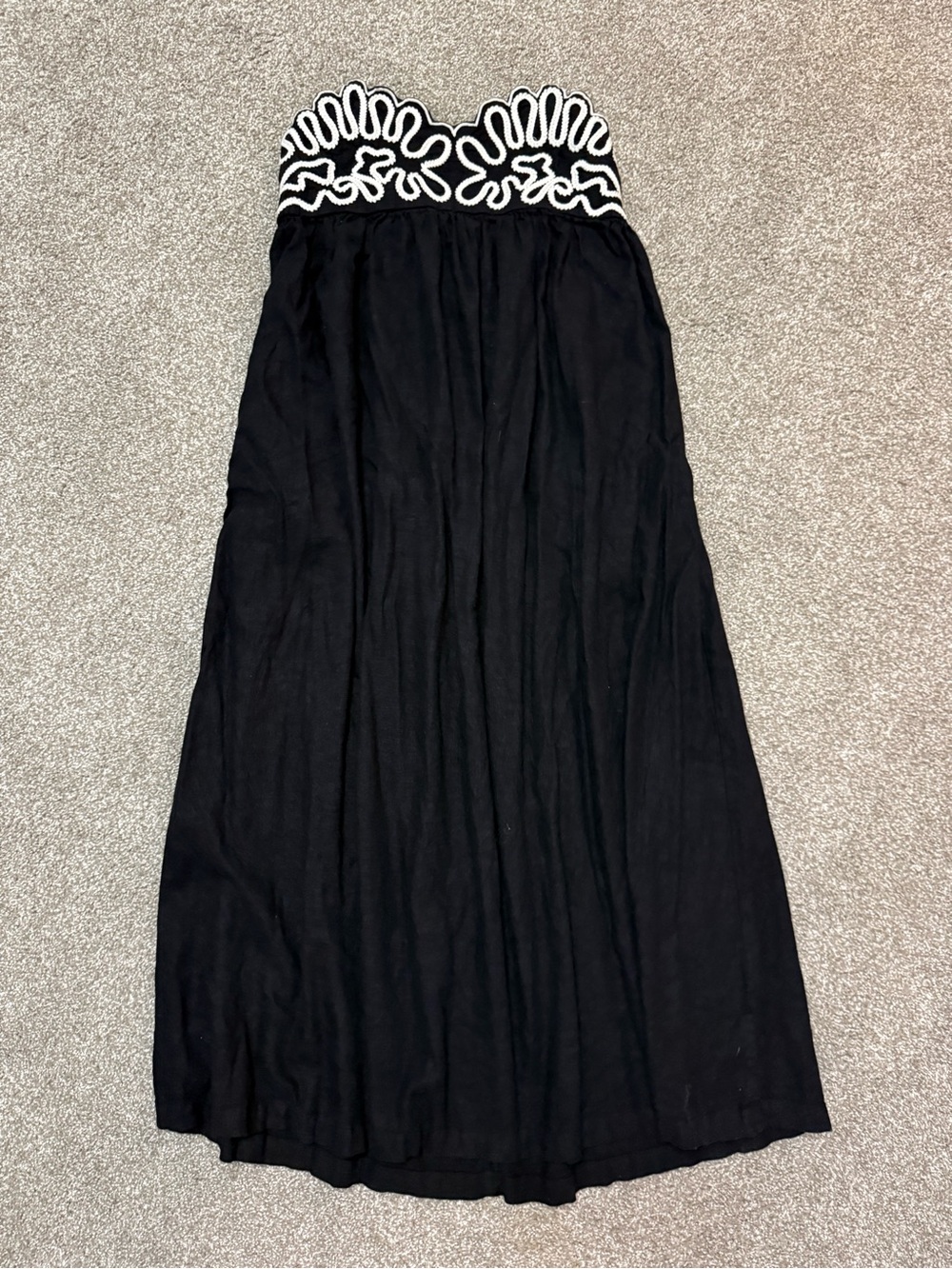 a new day Black Strapless Maxi Dress with White Embroidered Bust